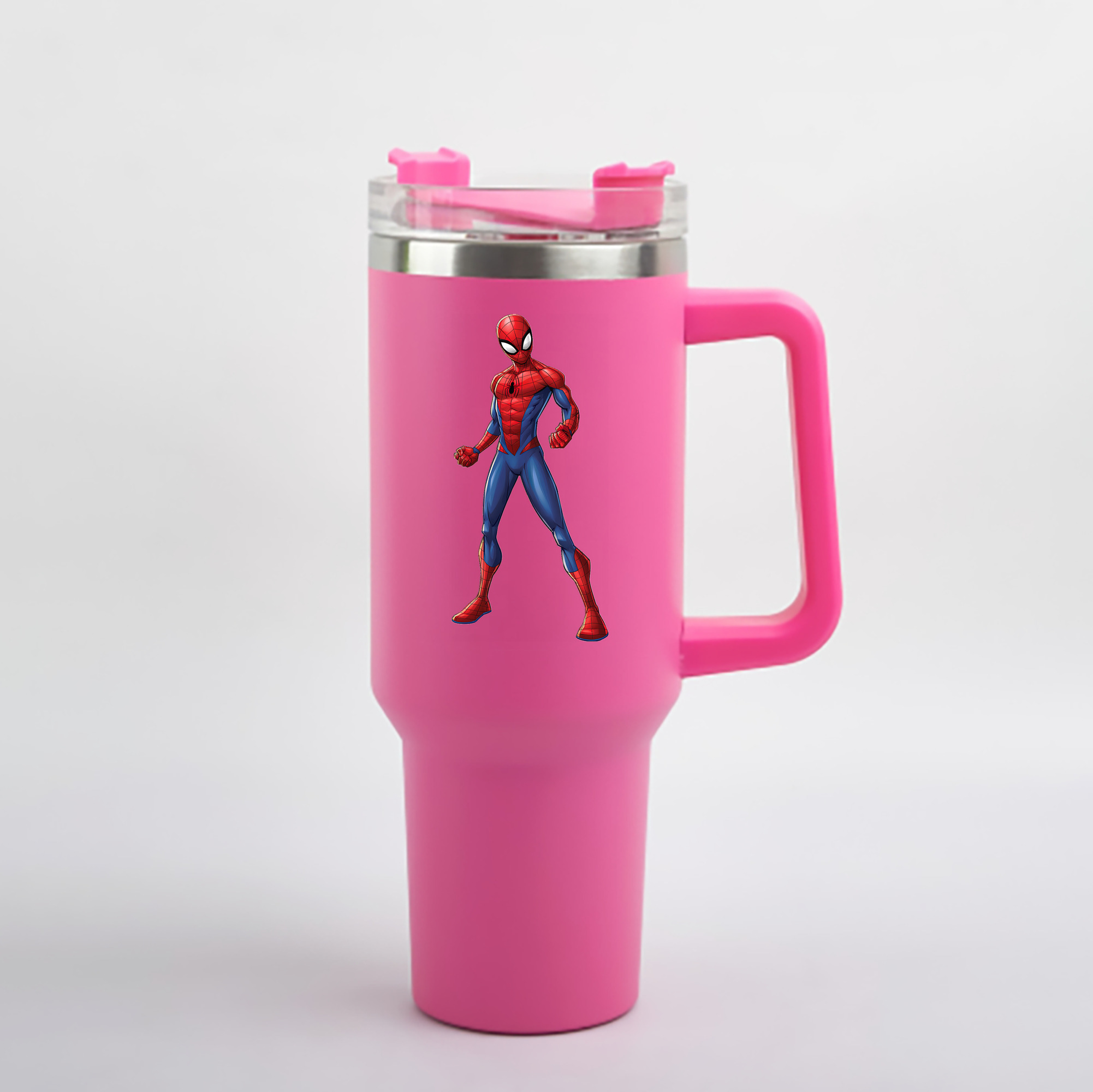 （画像用） Spider Man スパイダーマン 1200mL車用タンブラー - クリスタルステッカー（プラスチックストロー付き）